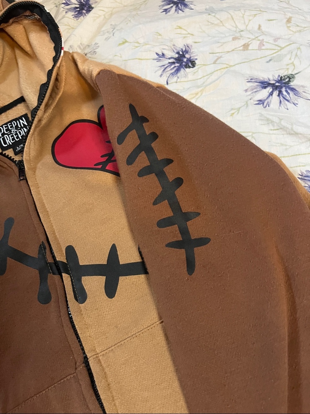 Neon Buddha Teddy Bear "Peepin and Creepin" Patchwork Hoodie - Picture 12 of 15